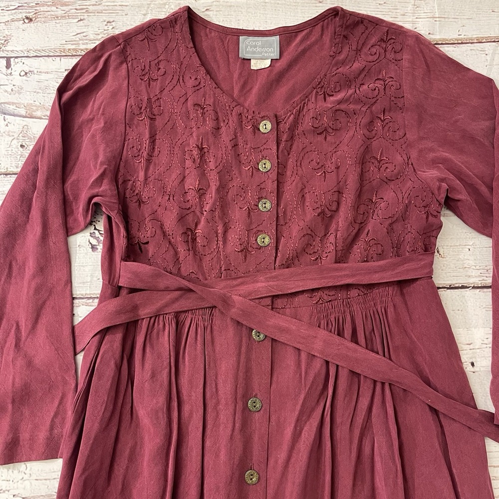 Vintage Carol Anderson Button Down Cottage Core Dress Size 4 Petite Embroidered - Picture 2 of 10